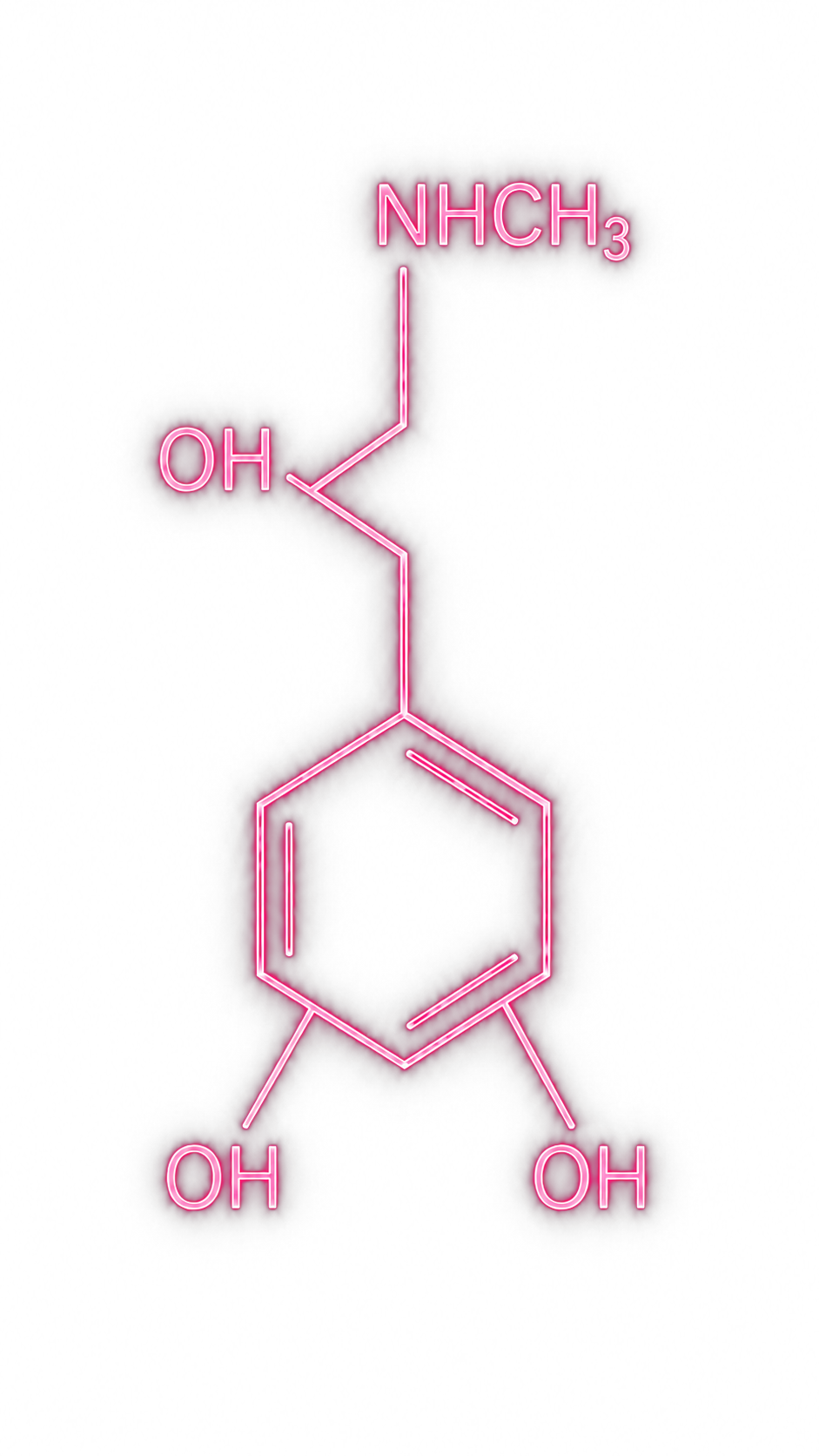 Chemical structure diagram of adrenaline (epinephrine)